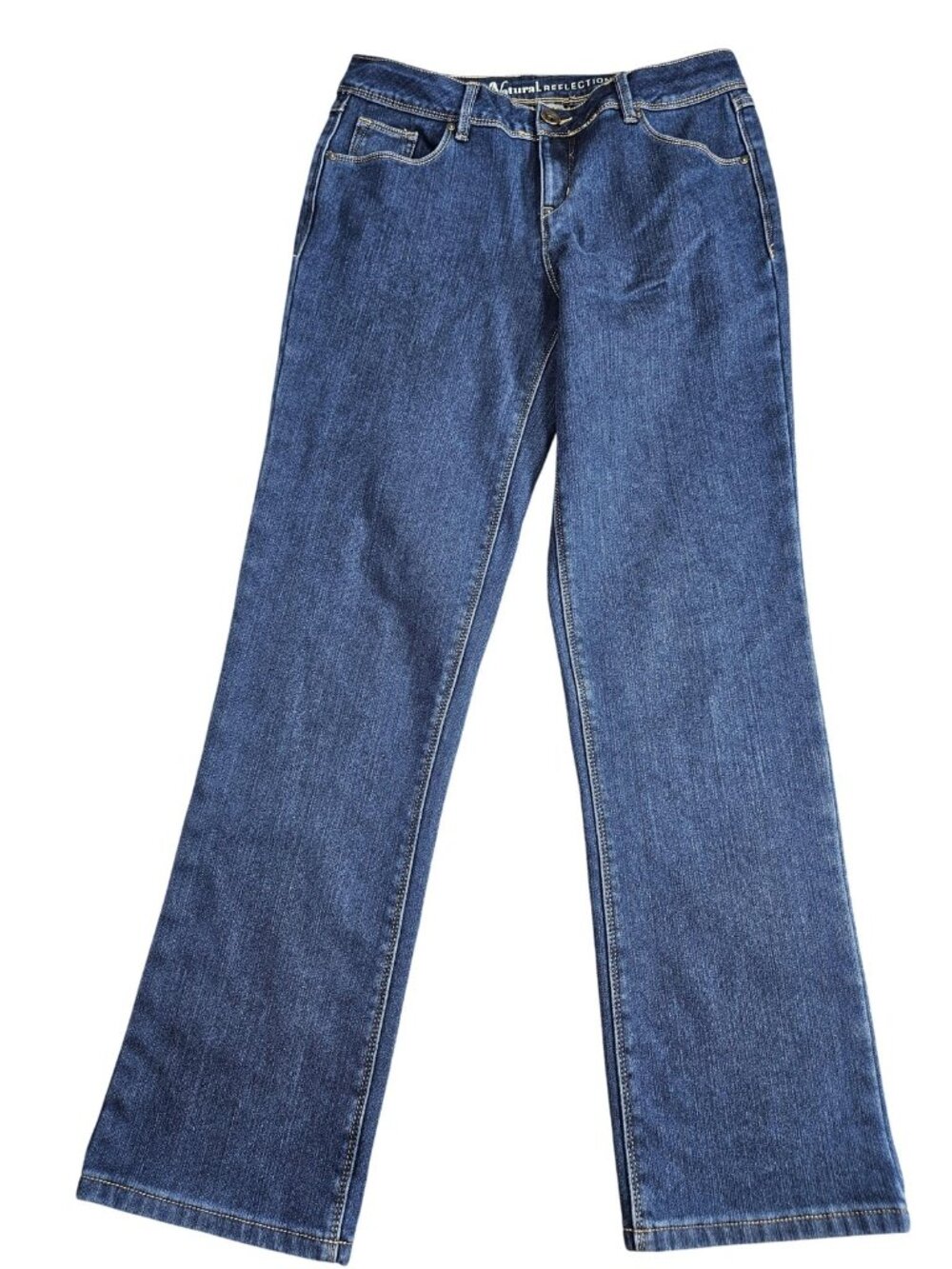 Natural Reflections Straight Jeans Womens 6 Blue Med Wash Flannel Lined Stretch